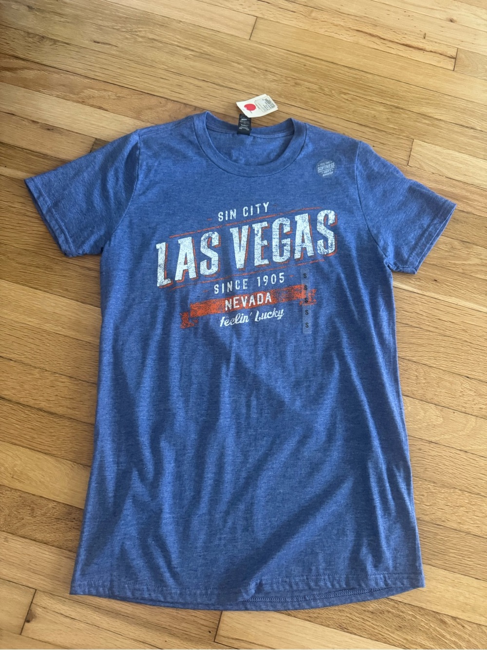 Anvil Lightweight Blue Las Vegas Sin City Graphic Short Sleeve T-Shirt Tee Top